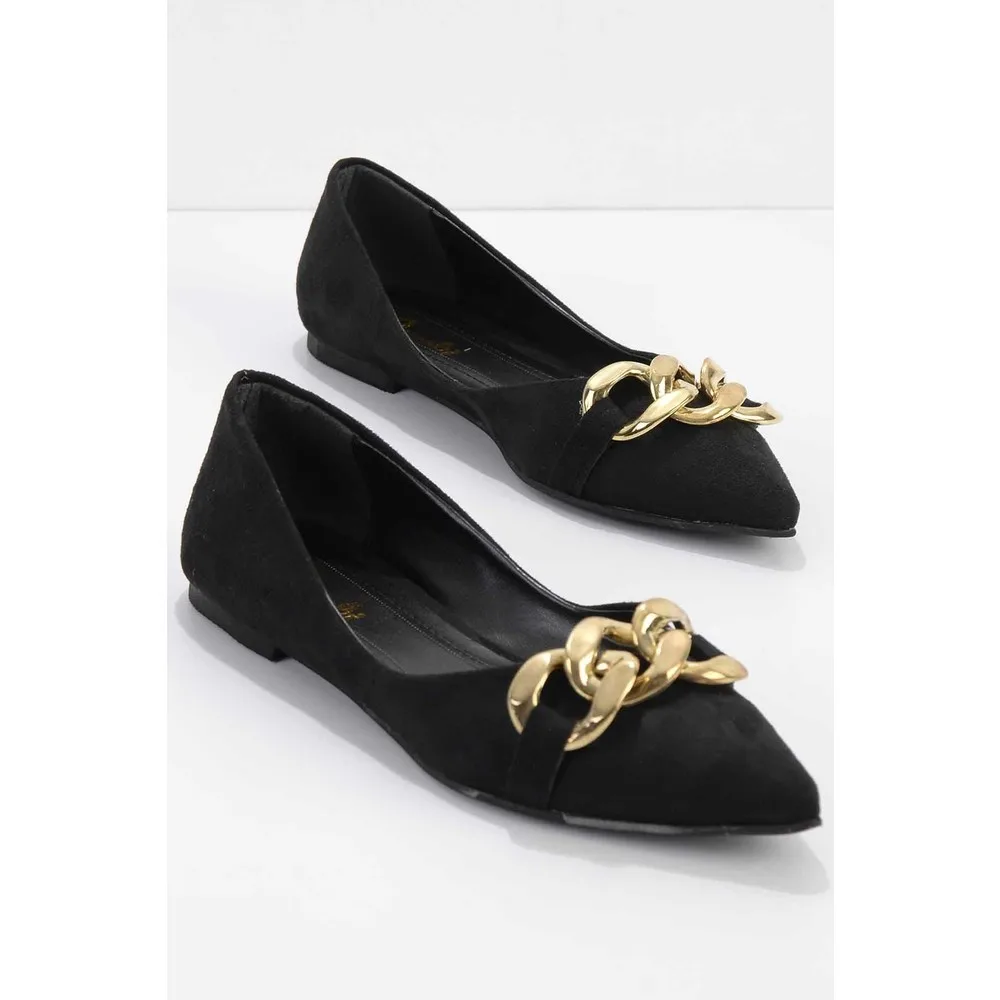 

Dorlie Black Suede Women Ballerina K01548115102