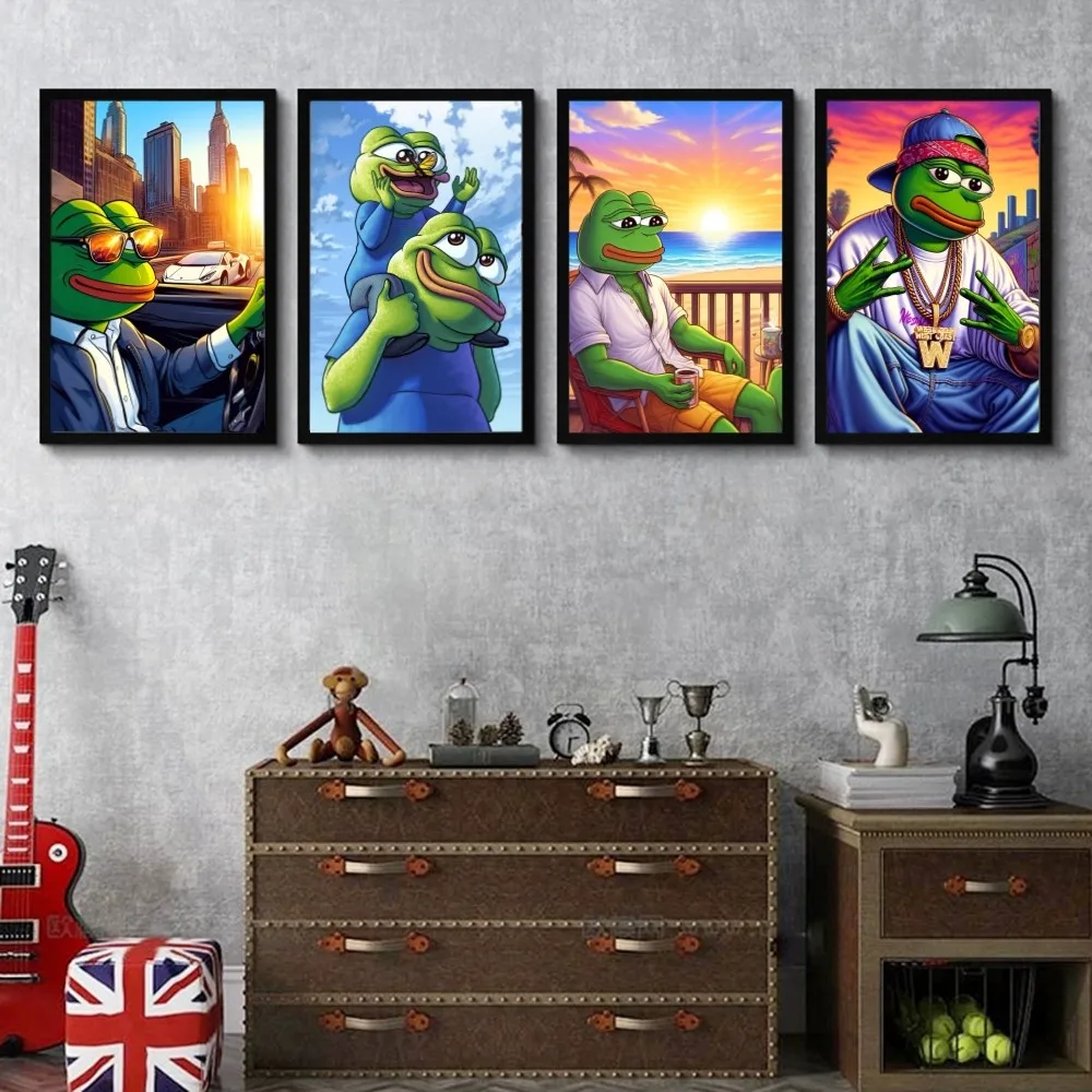 Самоклеящийся Художественный Постер С Рисунком P-pepe The Frog Белая Бумага Hd Качество