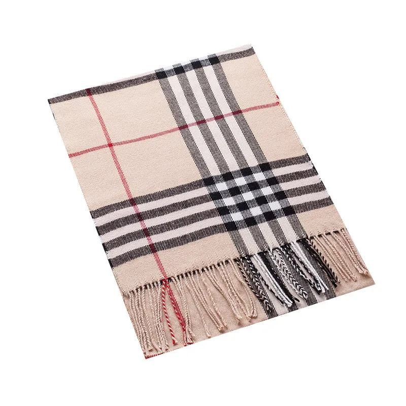 Кашемировый теплый женский зимний плотный шарф в клетку длинная шаль с