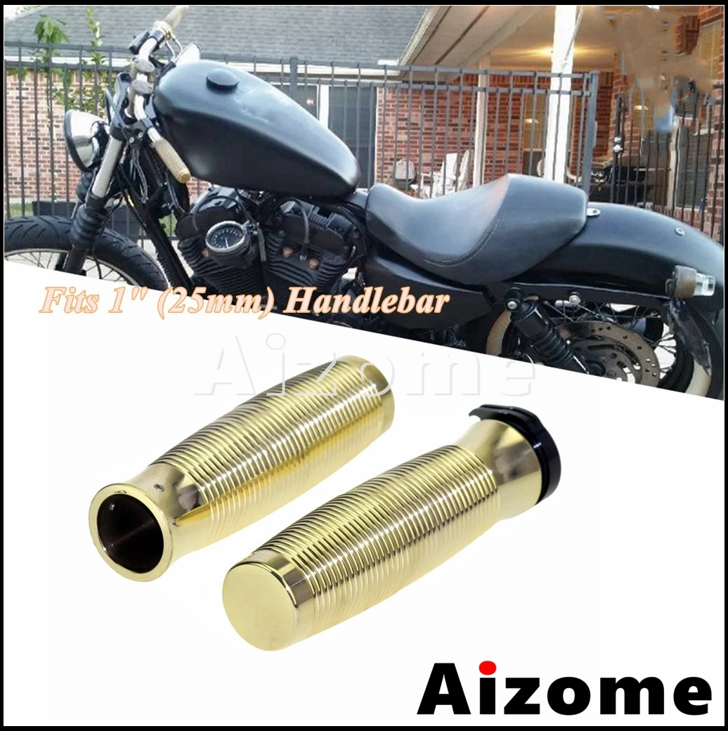 

Retro Brass Motorcycle Grips 25mm 1 inch Handlebar End Hand Cover For Harley Sportster XL1200 XL883 Dyna Softail Chopper Bobber