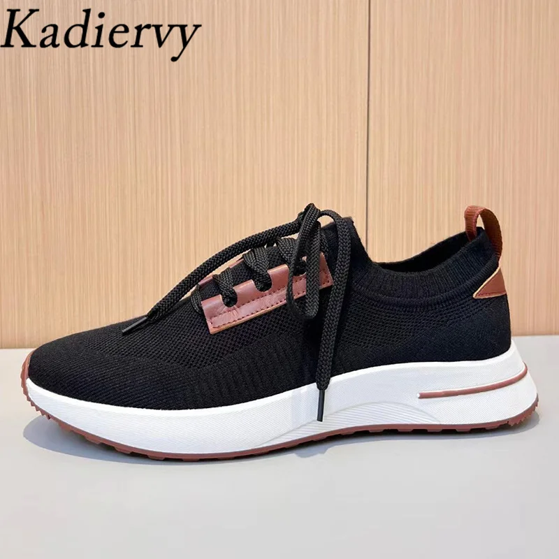 

Кроссовки мужские летние с круглым носком, дышащие, на шнуровке, удобные трикотажные, для бега на открытом воздухе