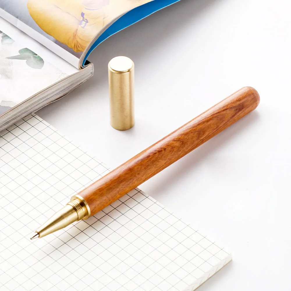 

Шариковая ручка с деревянным корпусом, латунный ролик, металлическая крышка, канцелярские товары для бизнеса, офисные принадлежности, бесп...