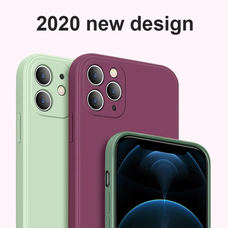 2021 Square Liquid Silicone Phone Case On For iPhone 11 12 13 14 Pro Max Mini XS MAX X XR 7 8 PLUS SE Back Full Ultra Soft Cover