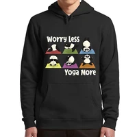 panda worry less yoga more hoodies retro funny yoga balance greetings hooded sweatshirts casual unisex oversized pullover