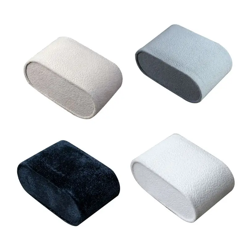 

Small Faux Leather Bracelet Watch Pillow Bangle Cushion Jewelry Display Stand Covered Flannel Black White Gray Beige