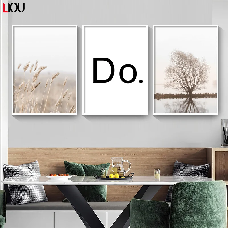 Настенная Картина на холсте с изображением гор леса озера тростника абстрактная