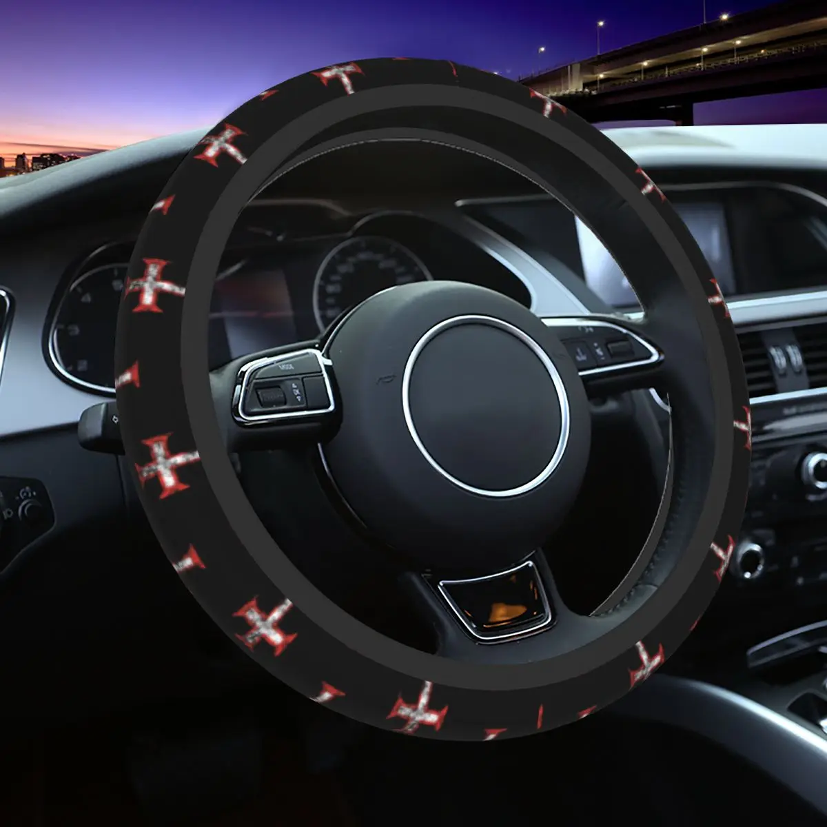 

Order Of Christ Cross Templar Christian Knight Templar Car Steering Wheel Cover 37-38 Universal Car-styling Car Accessories