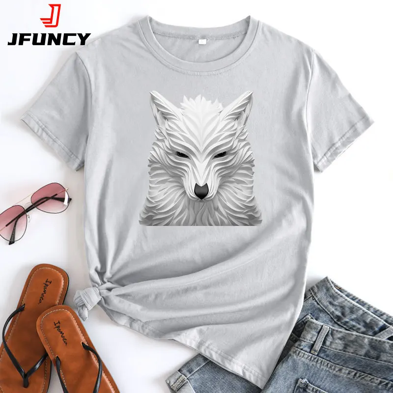 JFUNCY Women's Short Sleeve T-shirt 2022 Summer Tee Shirt Fashion Cotton Tops Female Tshirt Clothing Young Woman T Shirts