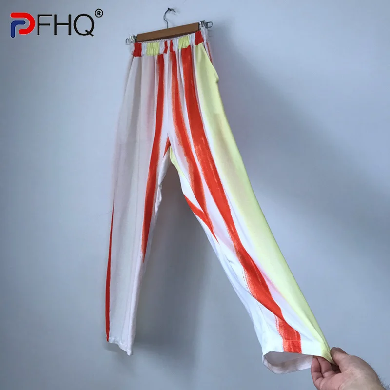 

PFHQ Stripe Printed Thin Cool Men's Casual Pants 2023 Summer Trendy High Quality Male Trousers Original Design Versatile 21F1845