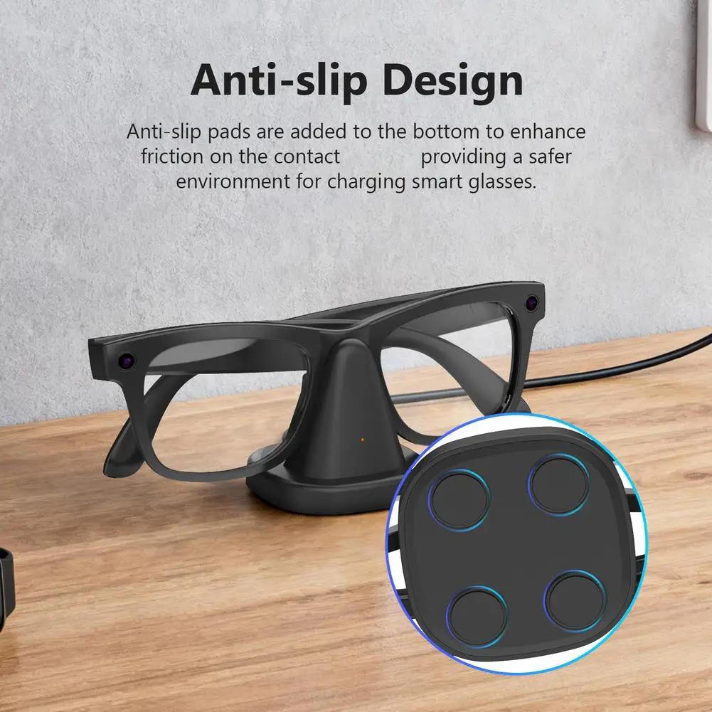 Фото Зарядная док-станция для умных очков Ray-Ban Meta, портативная, противоударная, дорожная зарядная подставка с LED-индикатором и адаптером Type-C №2