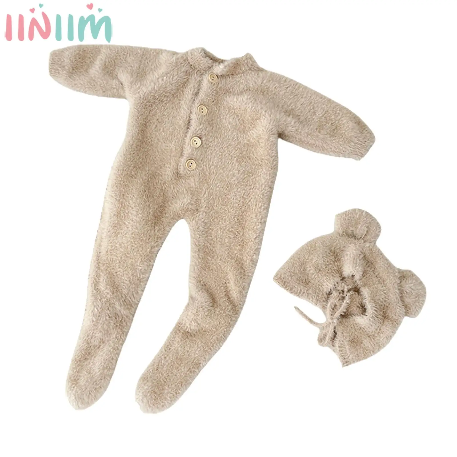 

Baby Boys Girls Cute Casual Romper Long Sleeve Mink Fur Solid Color Cover Feet Catsuit with Hat Loungewear Daily Outdoor Wear