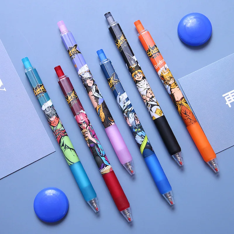 

6PCS Japan Anime Cosplay Costumes Bump World Cartoon Character Pen 0.5mm Anime Gel Pen Gifts for Students