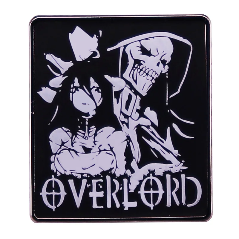 

Overlord Enamel Pin Funny Anime Movie Albedo and Ainz Brooch Metal Badge Accessories