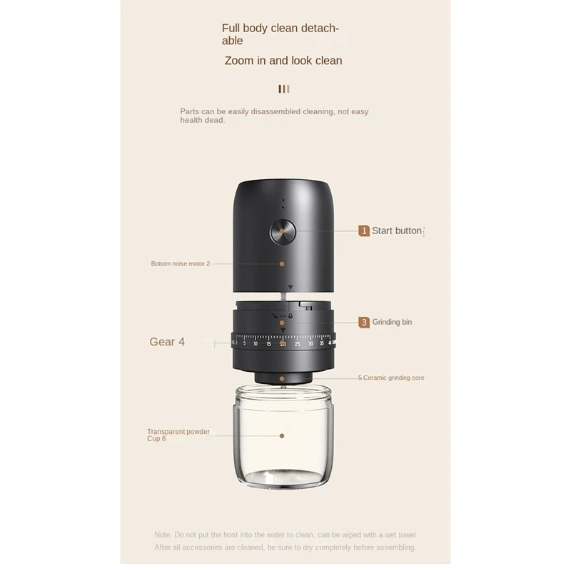 BEAU-Кофемолка Charge Professional Stronger Регулируемый шлифовальный станок Портативная