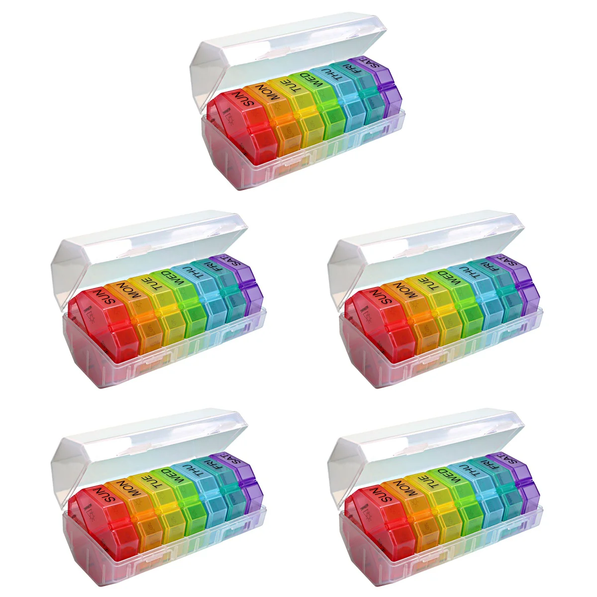 

5 Sets Portable 7-day Medicine Container Plastic Pills Dispenser Medicine Case