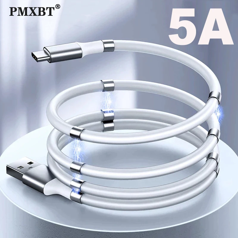 

Magic Rope USBC Magnetic Cable 5A Micro USB Phone Fast Charging Data Sync Cord Typec Wire Line for Android Xiaomi Huawei Samsung