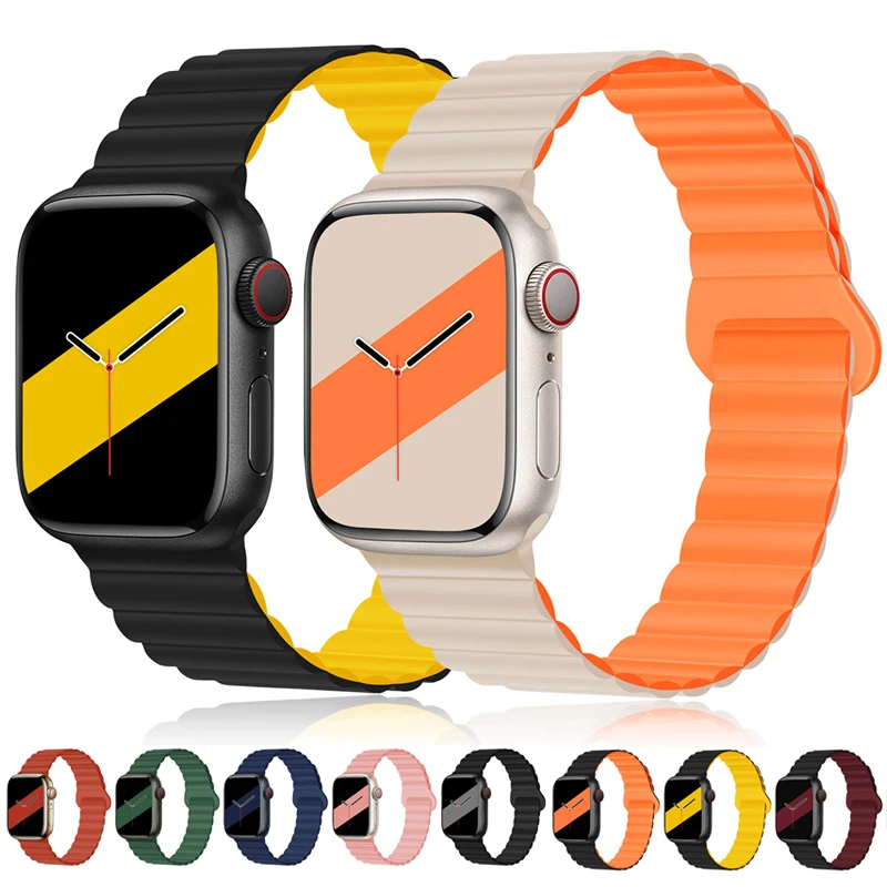 

Magnetic strap For Apple watch band 44mm 40mm 45mm 41mm 38mm 42mm 44 45 mm Silicone watchband Bracelet iWatch serie 3 5 4 SE 6 7