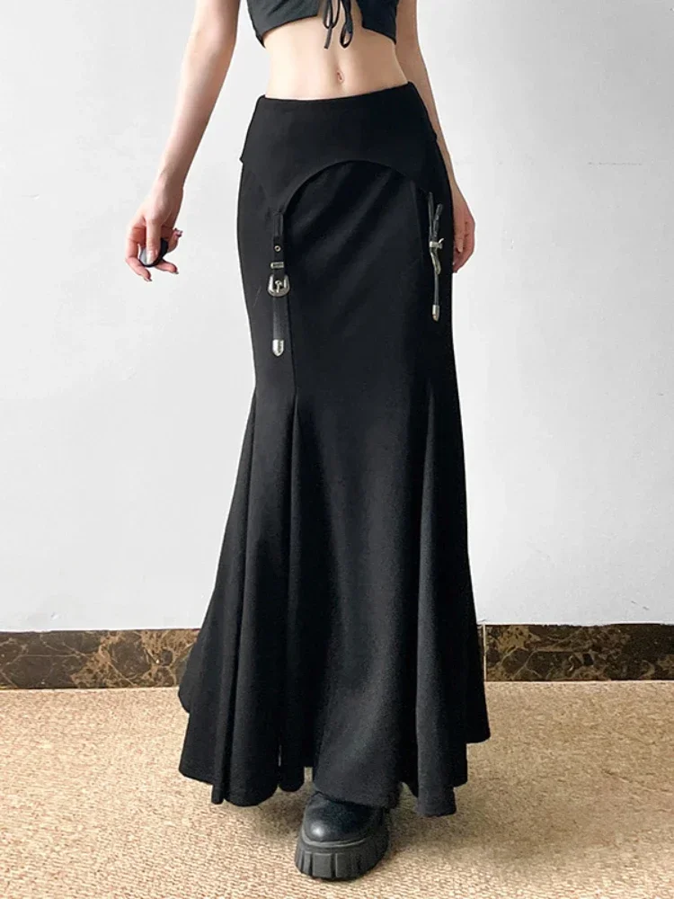 Новинка 2025 темная готическая уличная юбка-русалка в стиле ретро женская юбка