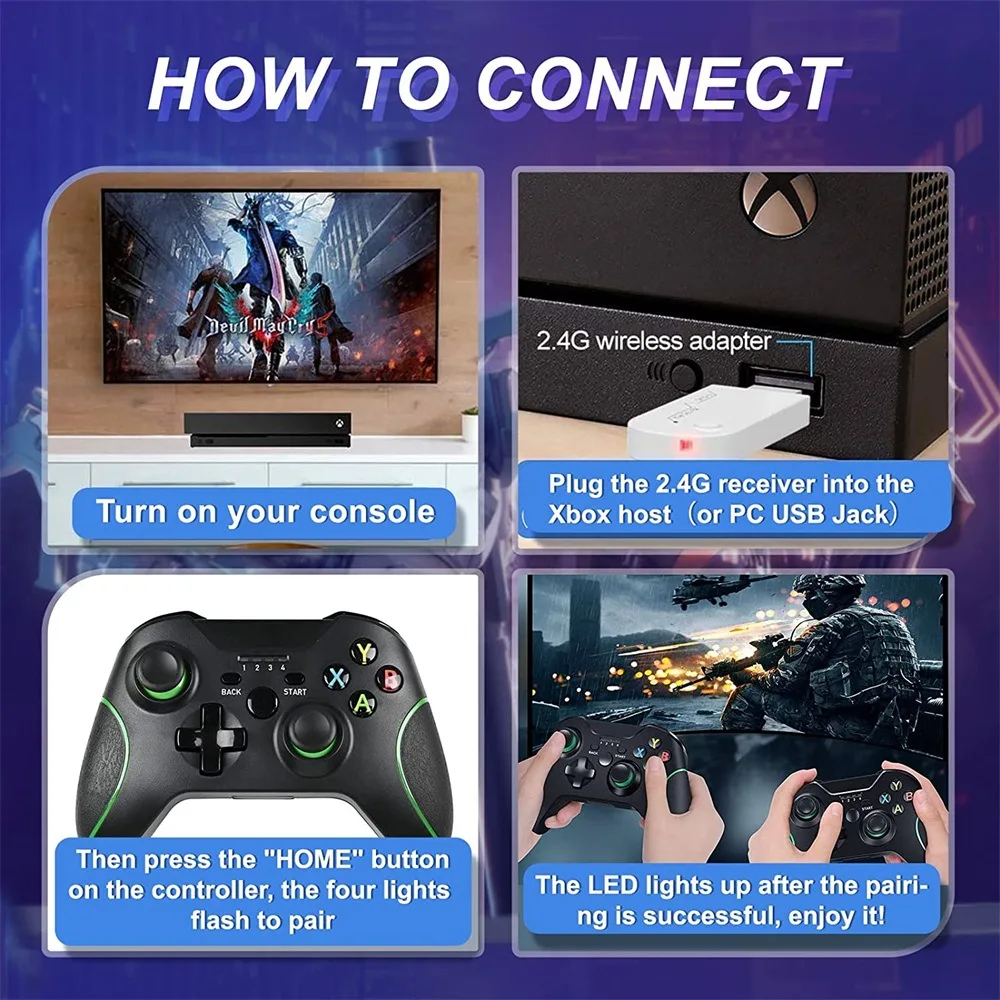 Беспроводная игровая консоль 2 4 ГГц USB Shock геймпад джойстик для XBOX ONE ПК игровой