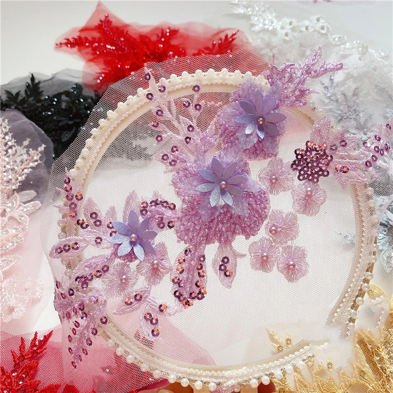 

10Pieces Flower Floral Embroidery Lace Applique For Evening Skirt Clothes Lace Collar Decoration Patch Sewing On Accessories
