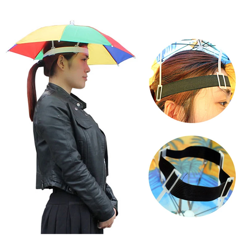 

Portable Rain Hat Outdoor Folding Umbrella Fishing Sun Shade Anti-UV Camping Fishing Headwear Cap Beach Head Hats Accessory