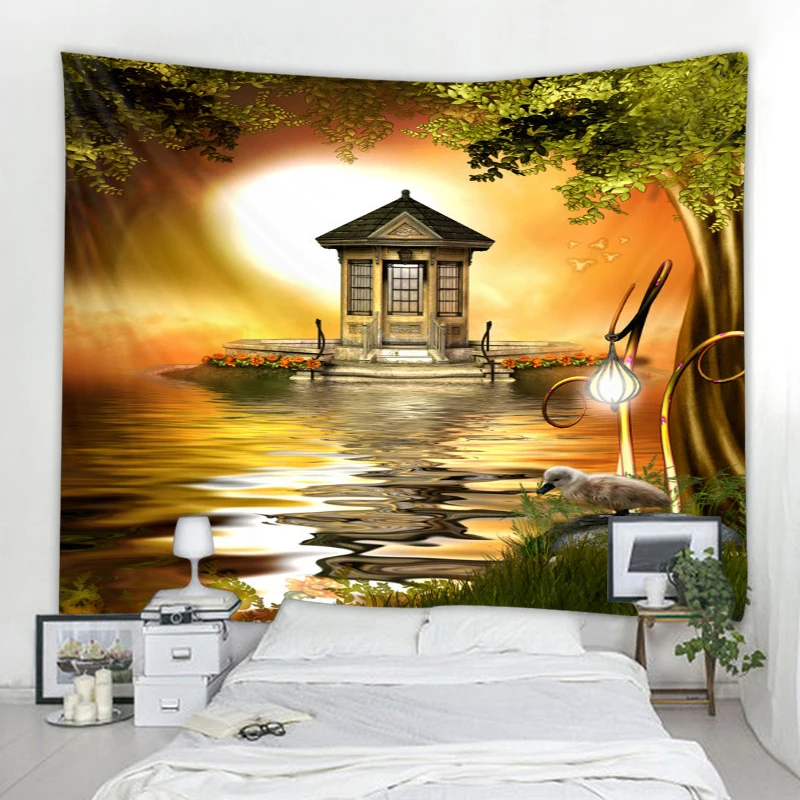 

Scenic Landscape Decor Tapestry Mandala Bohemian Hippie Wall Tapestry Curtain Living Room Bedroom Wall Decor Tapestry