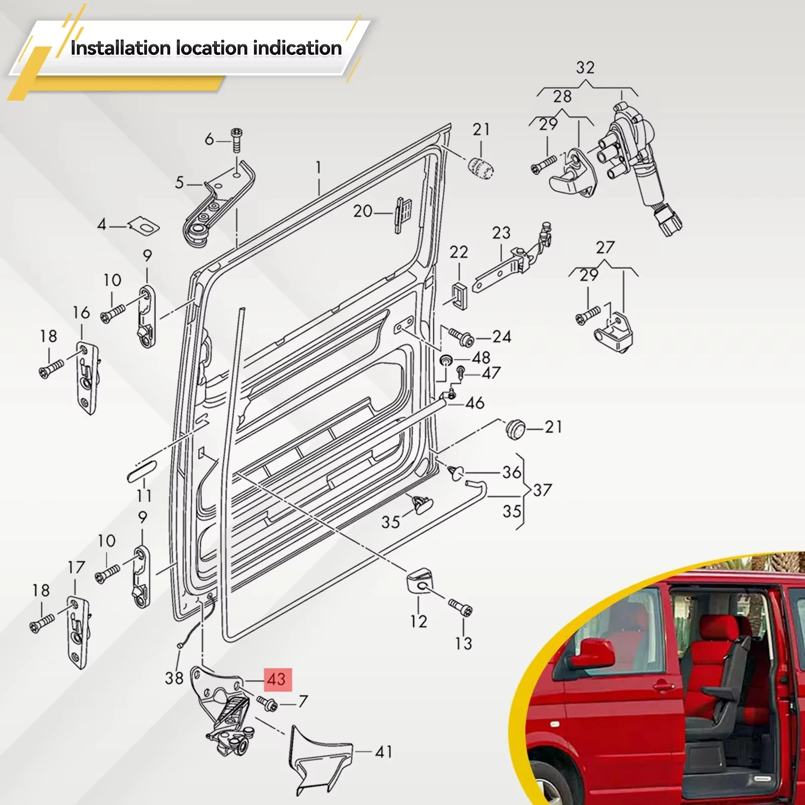 Фото Нижний правый/левый ролик-направляющая для раздвижной двери VW T5 Transporter Multivan 2003-2015, артикулы 7H0843398, 7H0843397 №5