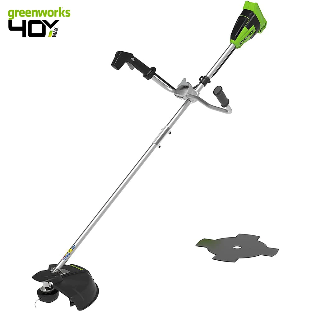 Фото Аккумуляторный кусторез Greenworks 40 В, бесщеточный двигатель, жгут проводов, регулируемая высота, ширина резания 40 см, нейлоновая резьба 2 мм №1