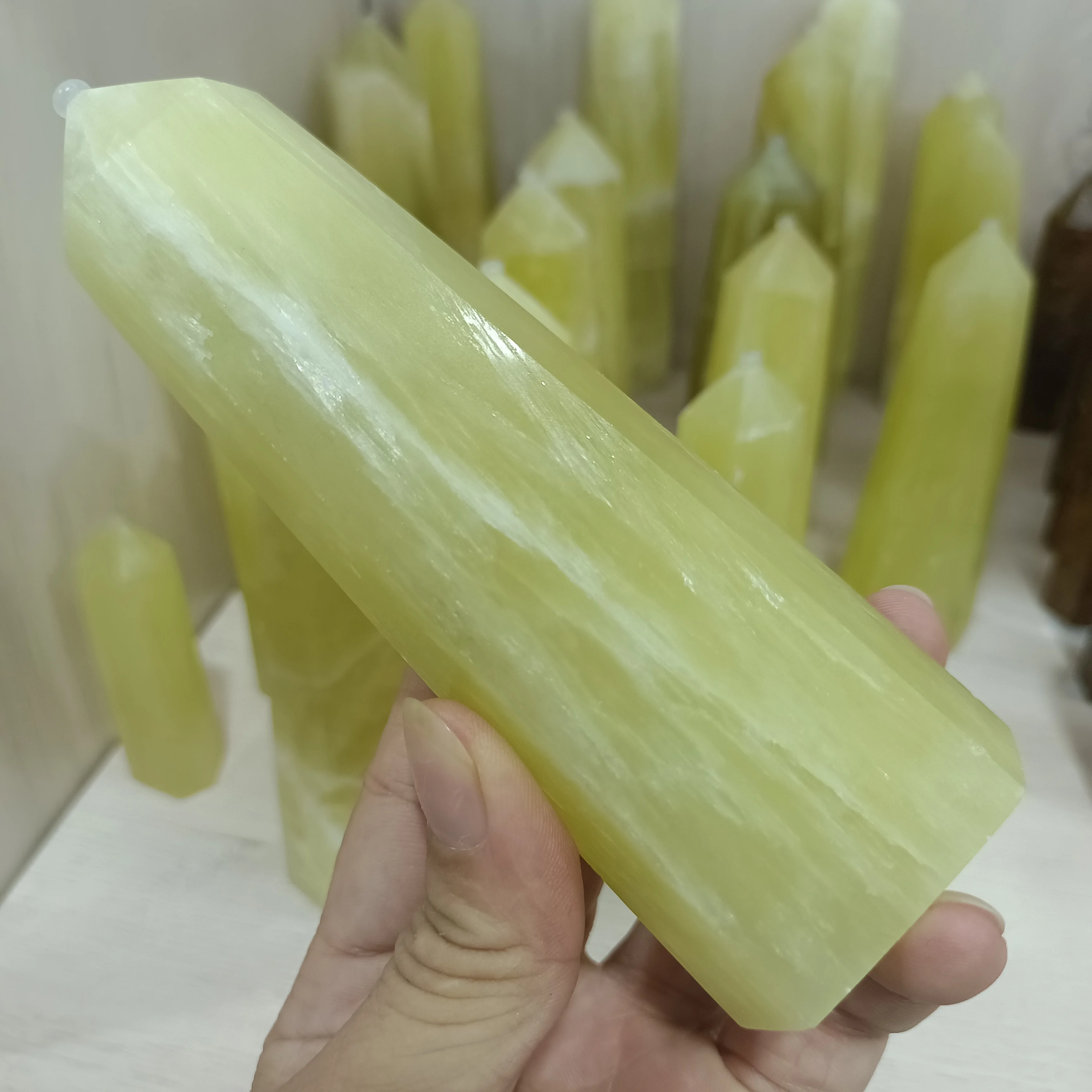 

Natural Yellow Calcite Column Crystal Energy Healing Home Office Decoration Craft Gifts Feng Shui Ornaments