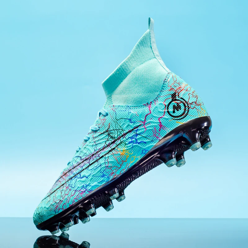 Men's Football Shoes 2022 Sell Well High Ankle Non-Slip Indoor Football Boots TF/FG Outdoor Lawn Training Soccer Sneakers 33-47#