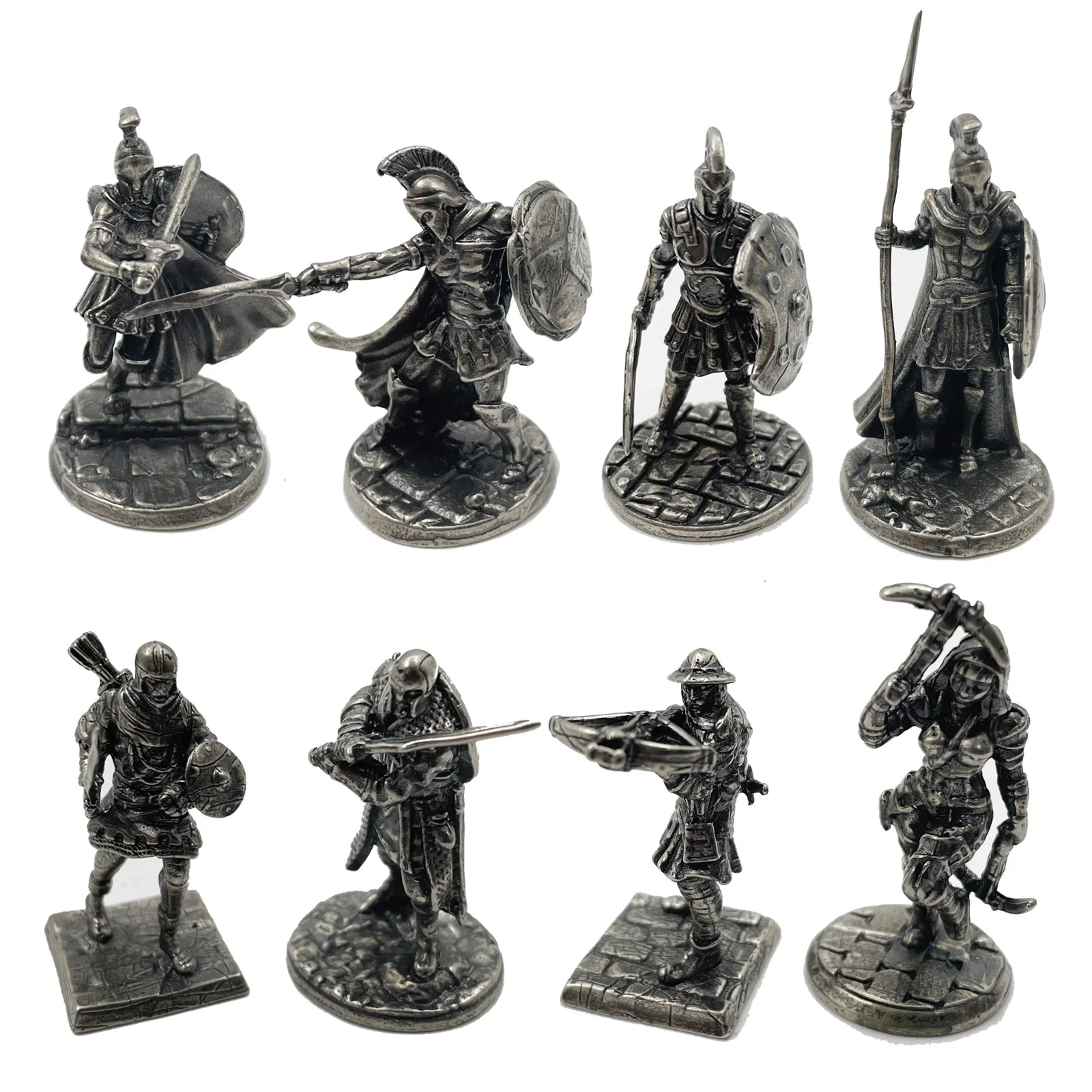 

1pcs Ancient Spartan Rome Soliders Figurines Miniatures Vintage Metal Soldiers Model Statue Desktop Ornament Gift