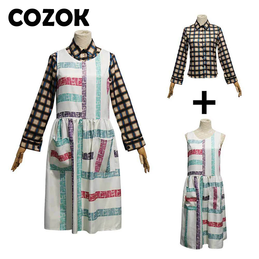

COZOK Stranger Things Season 4 Costume Eleven Dresses Cotton Women Dress for Adult Halloween Cosplay Party Prop