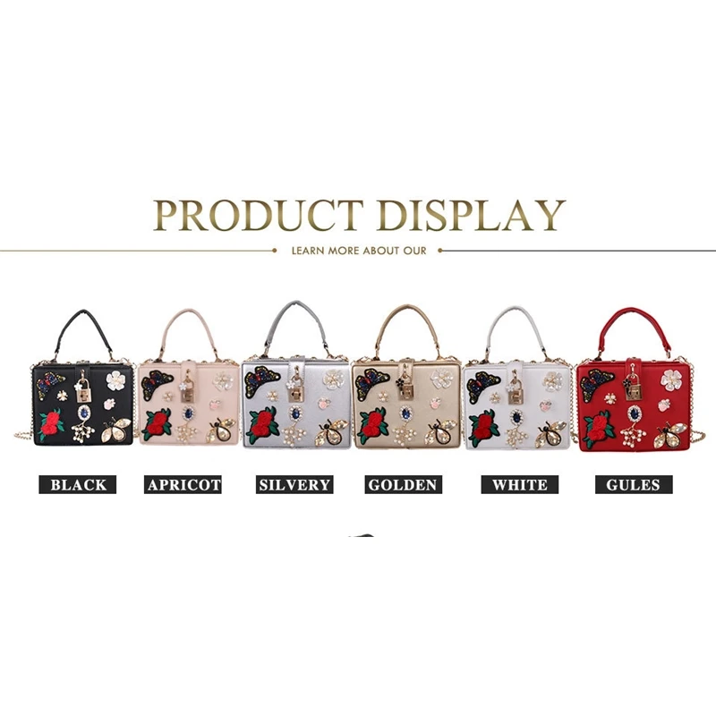 Обеденная сумка с вышивкой в виде бабочки 20 х16 см женская через плечо жемчугом и