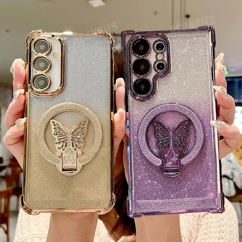 S 24 25 22 Чехол-держатель с бабочкой для Samsung Galaxy S24 S25 S23 S22 S20 S21 Fe Plus Ультра