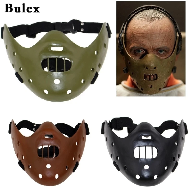 Bulex Horror The Silence Of The Lambs Hannibal Lecter Mask Scary Half Face Resin Mask for Halloween Cosplay Costume Props