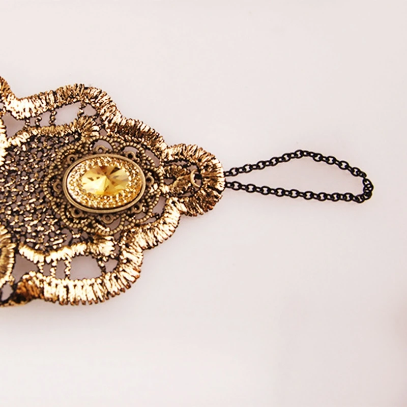 

Medieval Gold Lace Gloves Steampunk Lace Fingerless Gloves Beautiful Finger Ring Cosplay Accessories for Valentines Day