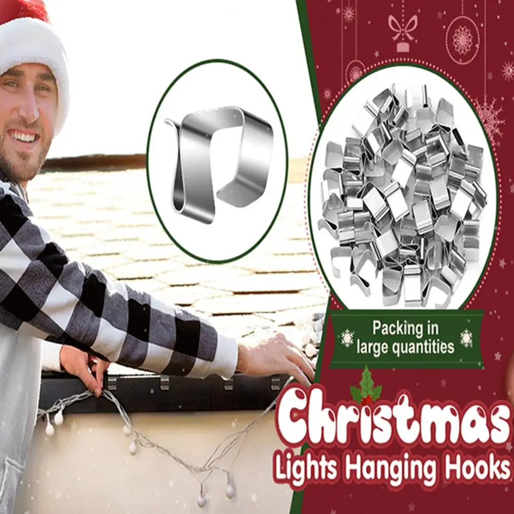 

Christmas Decoration Hangers Outdoor Garden Fairy Light Clips Durable Metal Fixator Clamps for Easy Installation of Colorful