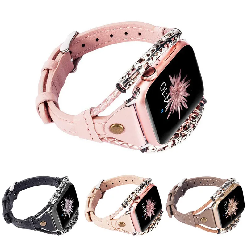 

Genuine Leather Strap for Apple Watch Band 41mm 45mm 40mm 44mm correa 38mm 42mm luxury Belt Bracelet Iwatch series 7/6/5/4/3/SE