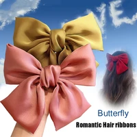 large bowknot barrettes hair clip butterfly ponytail holder satin band hairpin women girls hair ribbons decorations