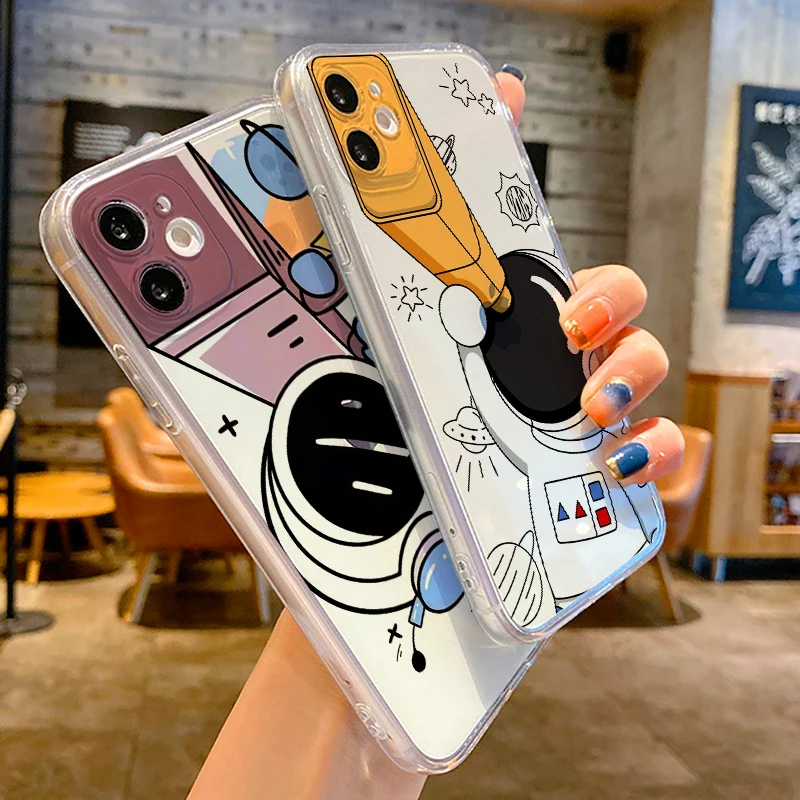 

Astronaut Phone Case For iPhone 13 12 11 Pro MAX 6 6S 7 8 Plus XS 12 13 Mini X XR SE 2020 5 Carcasa Silicone Cover