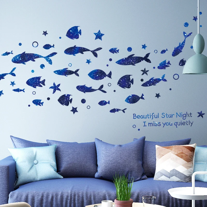 

[SHIJUEHEZI] Fish Wall Stickers DIY Cartoon Stars Mural Decals for Kids Rooms Baby Bedroom Kindergarten Nursery Home Decoration