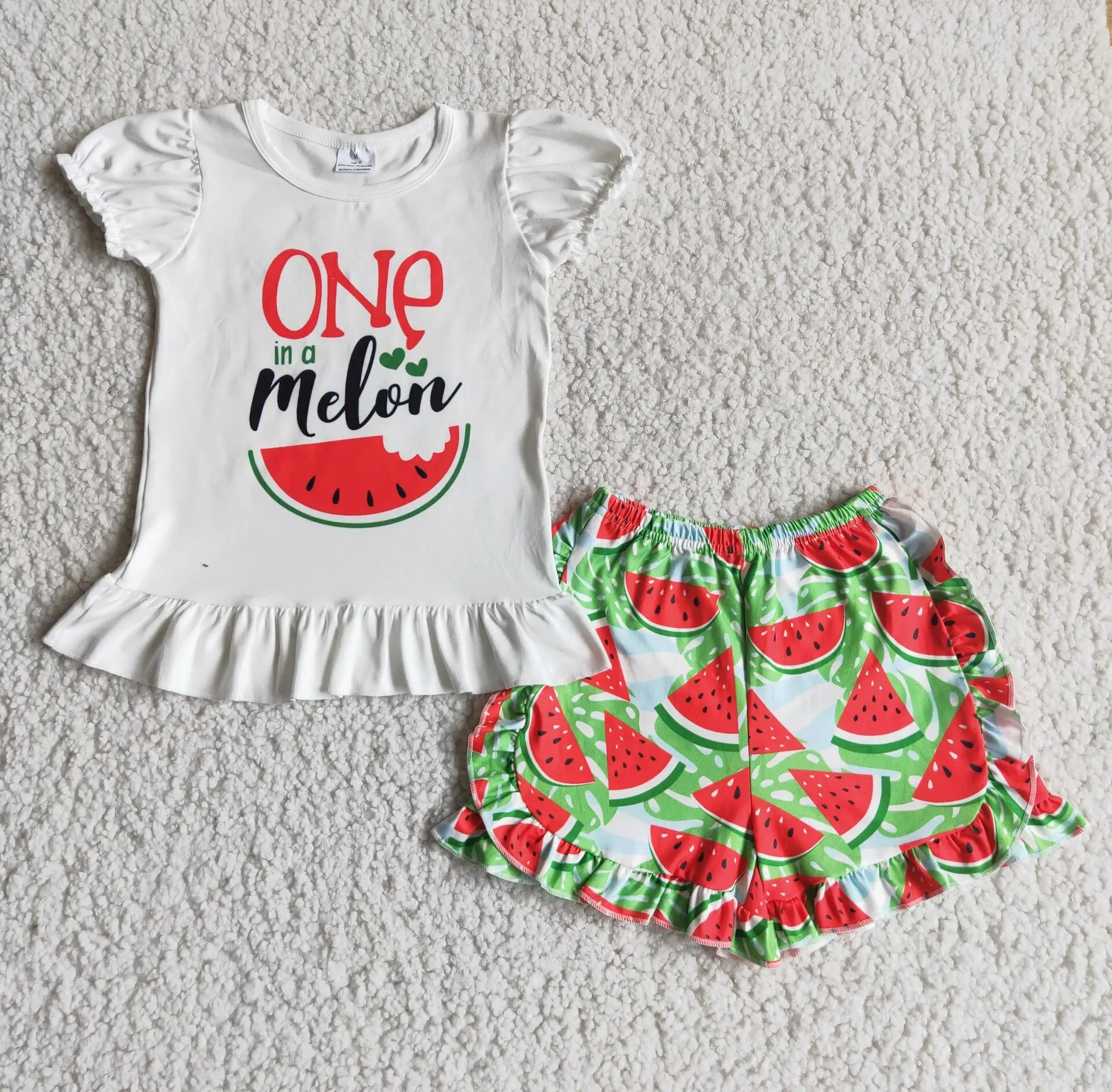 

Hot Sale RTS NO MOQ Child Girls Clothing Suit Summer Toddler Boutique Outfits K​ids Watermelon Sets