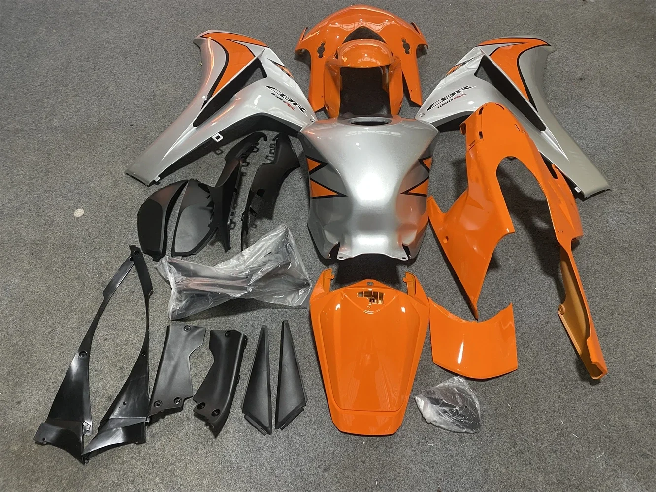 Фото Обтекатель A/мотоцикла подходит для Honda CBR1000RR 2008 2009 2010 2011 CBR1000 08-11, обтекатель оранжевый, серебристый, черный №3