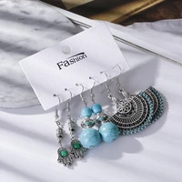 vintage metal dangle drop earrings sets women fatima hand ethnic boho turquoises hanging earring set jewelry accessories