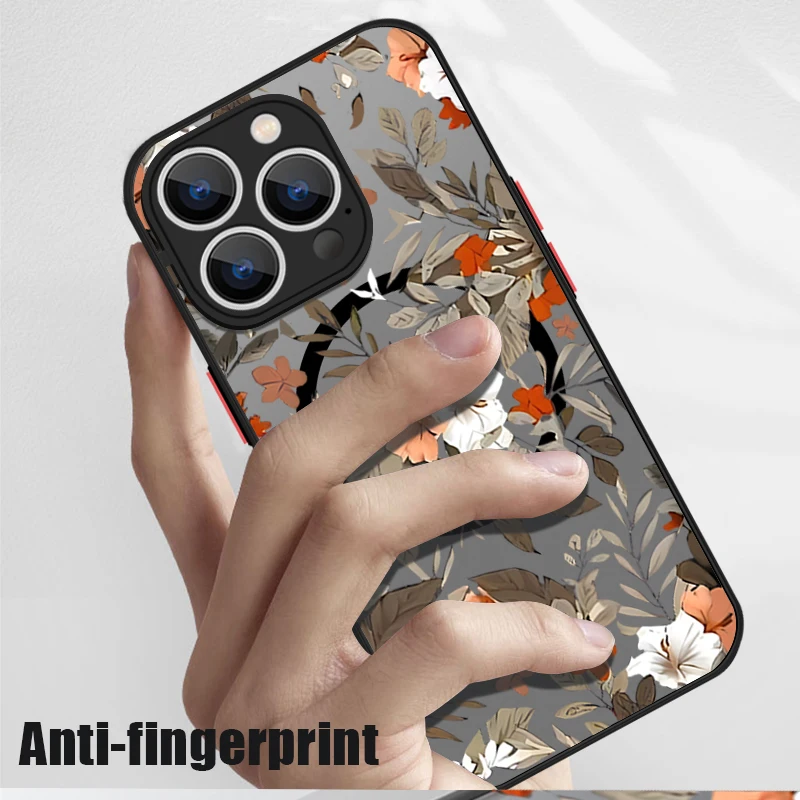 Магнитный чехол с цветком сакуры для iPhone 15 Pro Max 11 12 13 14 16 беспроводной зарядки Magsafe