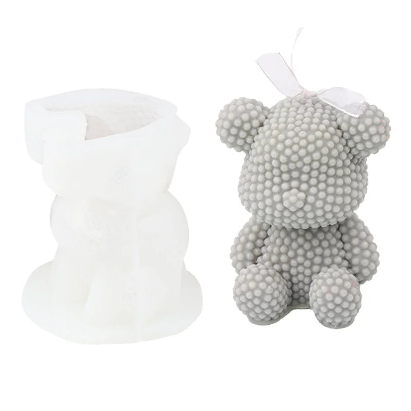 

Beading Bear Silicone Mold for Candle 3d Molds Ice Gypsum Products Cement Pots Resin Soap Forms To Make Candles Home Supplies