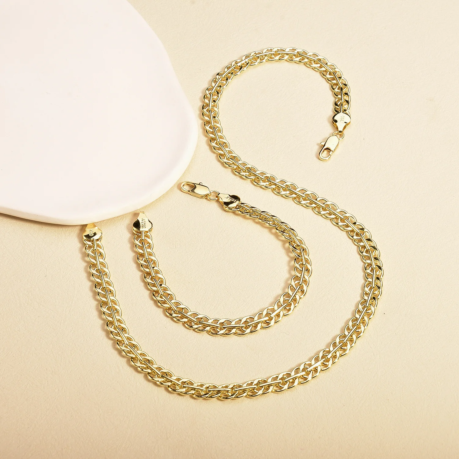 

Selead Fashion Ladies Men's Large Necklace Gold Necklace Bracelet Party Jewelry