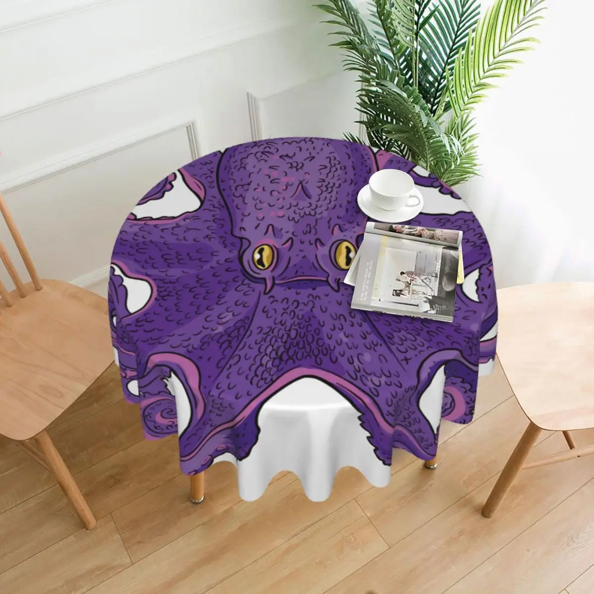 

Круглая скатерть Осьминог из полиэстера, элегантная декоративная ткань фиолетового цвета для кухонного стола