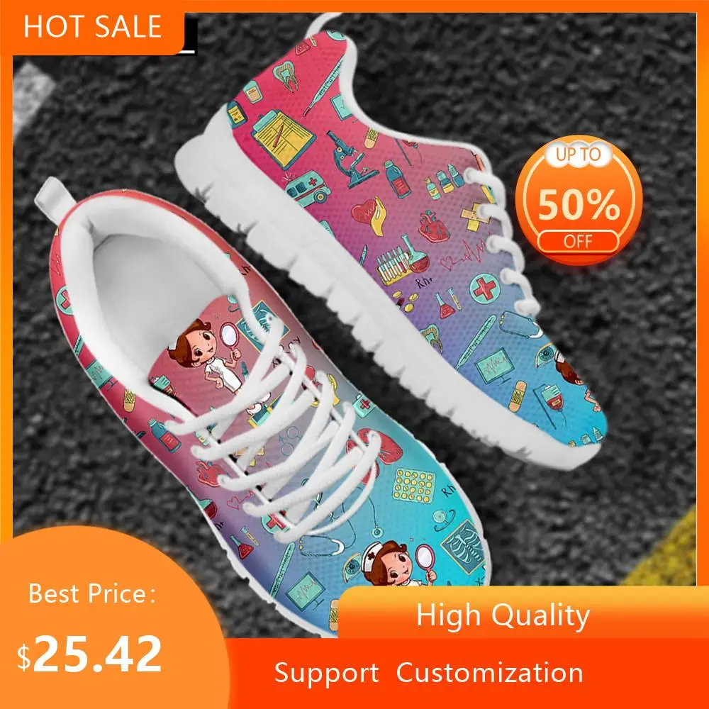 

HYCOOL Premium Sketch Physical Nursing Shoes 3D Print Lace Up For Women Breathbale Lace Up Outdoor Sport Footwear Scarpe Donna