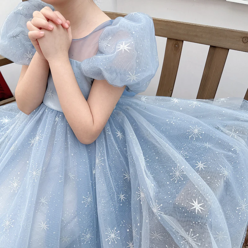 

Летнее платье принцессы для девочек, элегантные платья с пышными рукавами для маленьких девочек на день рождения, детское платье-пачка, бальное платье, свадебная одежда